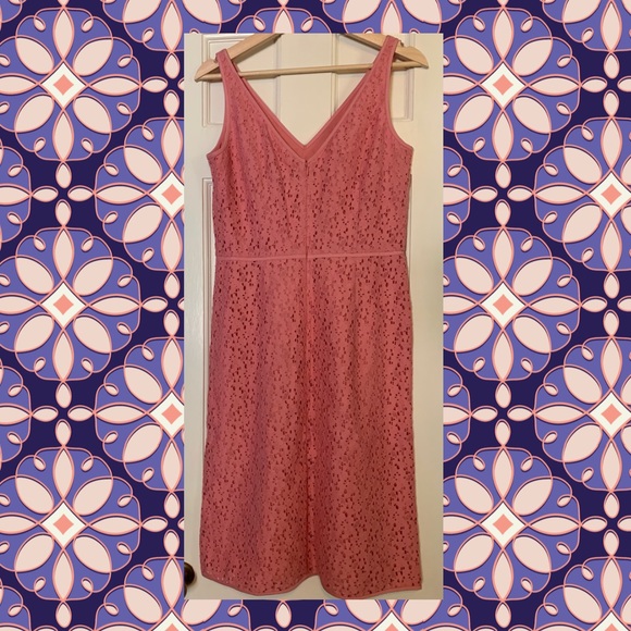 Ann Taylor Dusty Rose Pink Lace Sleeveless Midi Dress - Picture 3 of 4